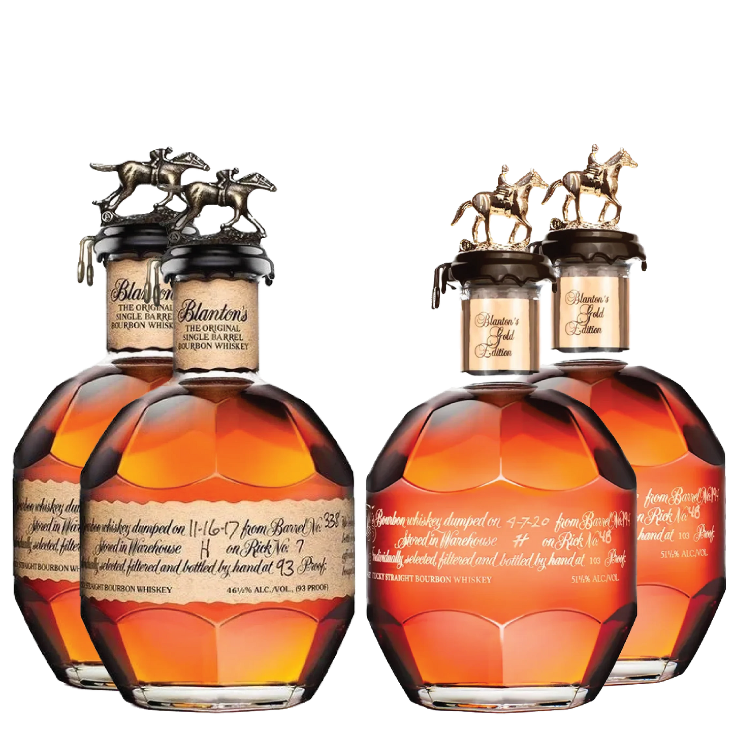 2 Blanton's Single Barrel & 2 Blanton’s Gold Edition