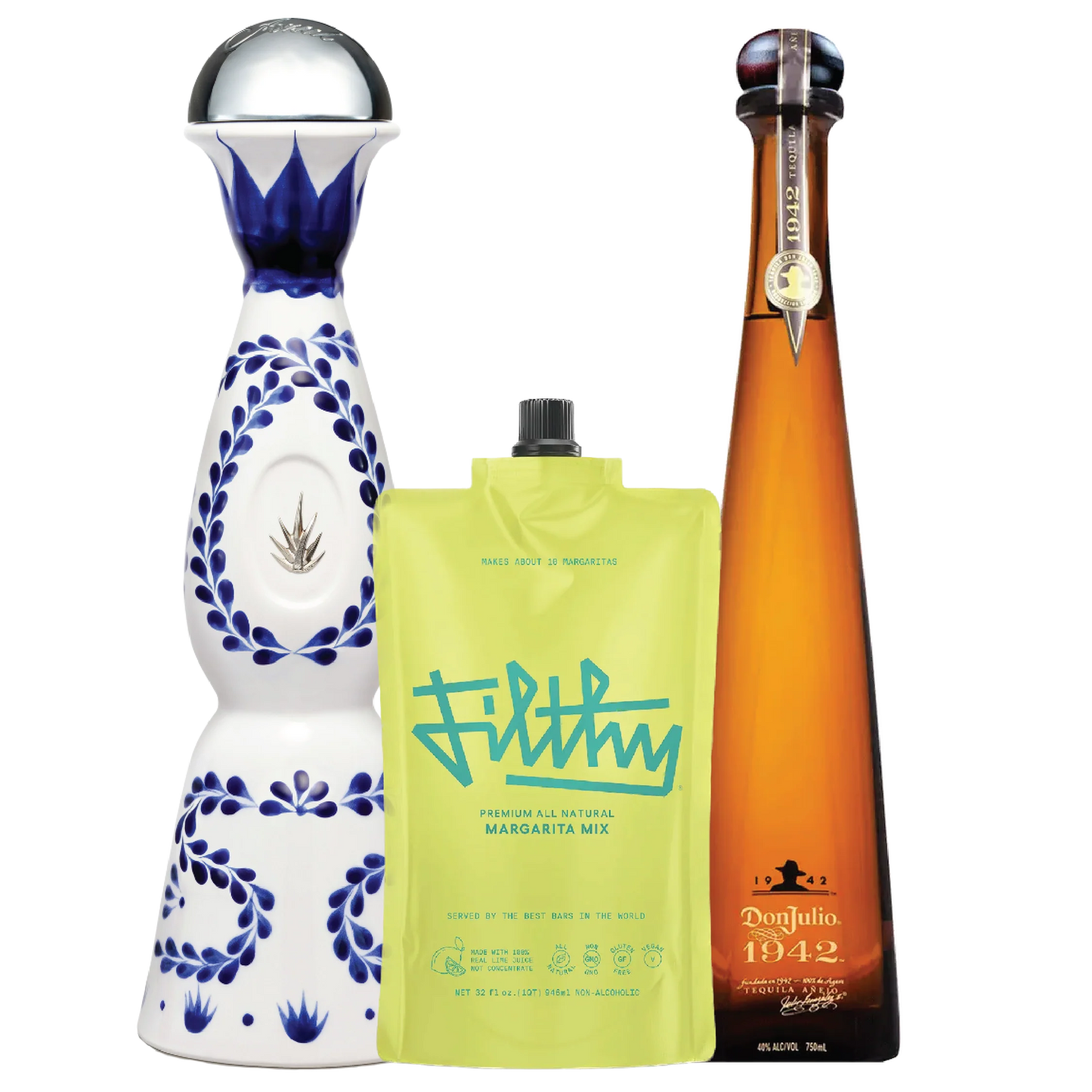 Clase Azul Tequila Reposado, Don Julio 1942 Anejo Tequila, Filthy Foods Margarita Mix Bundle
