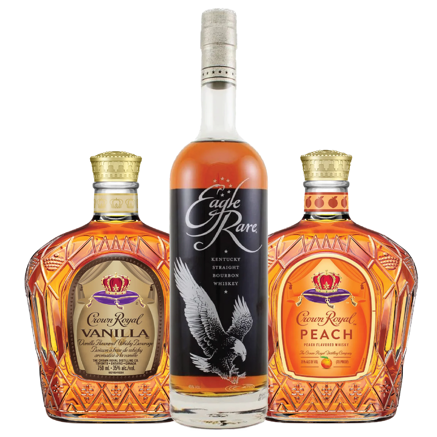 Eagle Rare, Crown Royal Vanilla, and Crown Royal Peach Bundle - Liquor Bar Delivery