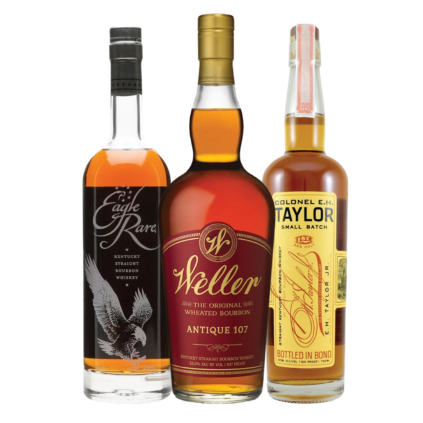 W.L. Weller 12 Year Old, Colonel E.H Taylor Small Batch and Eagle Rare Bourbon Bundle - Liquor Bar Delivery