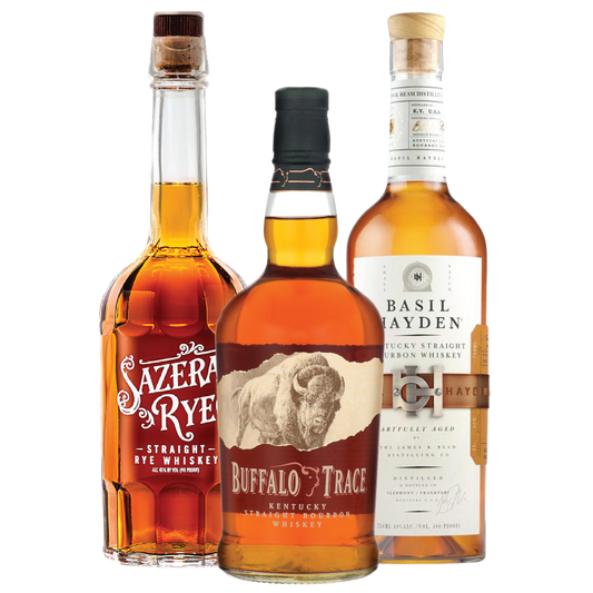 Basil Hayden's Bourbon, Buffalo Trace Kentucky Straight Bourbon Whiskey, Sazerac Rye Whiskey  Bundle