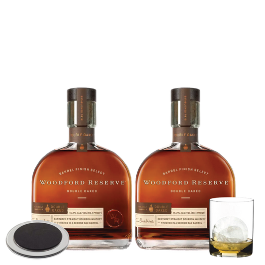 2 Woodford Reserve Double Oaked Bourbon, 1 whiskey glass, 1 coaster Bundle